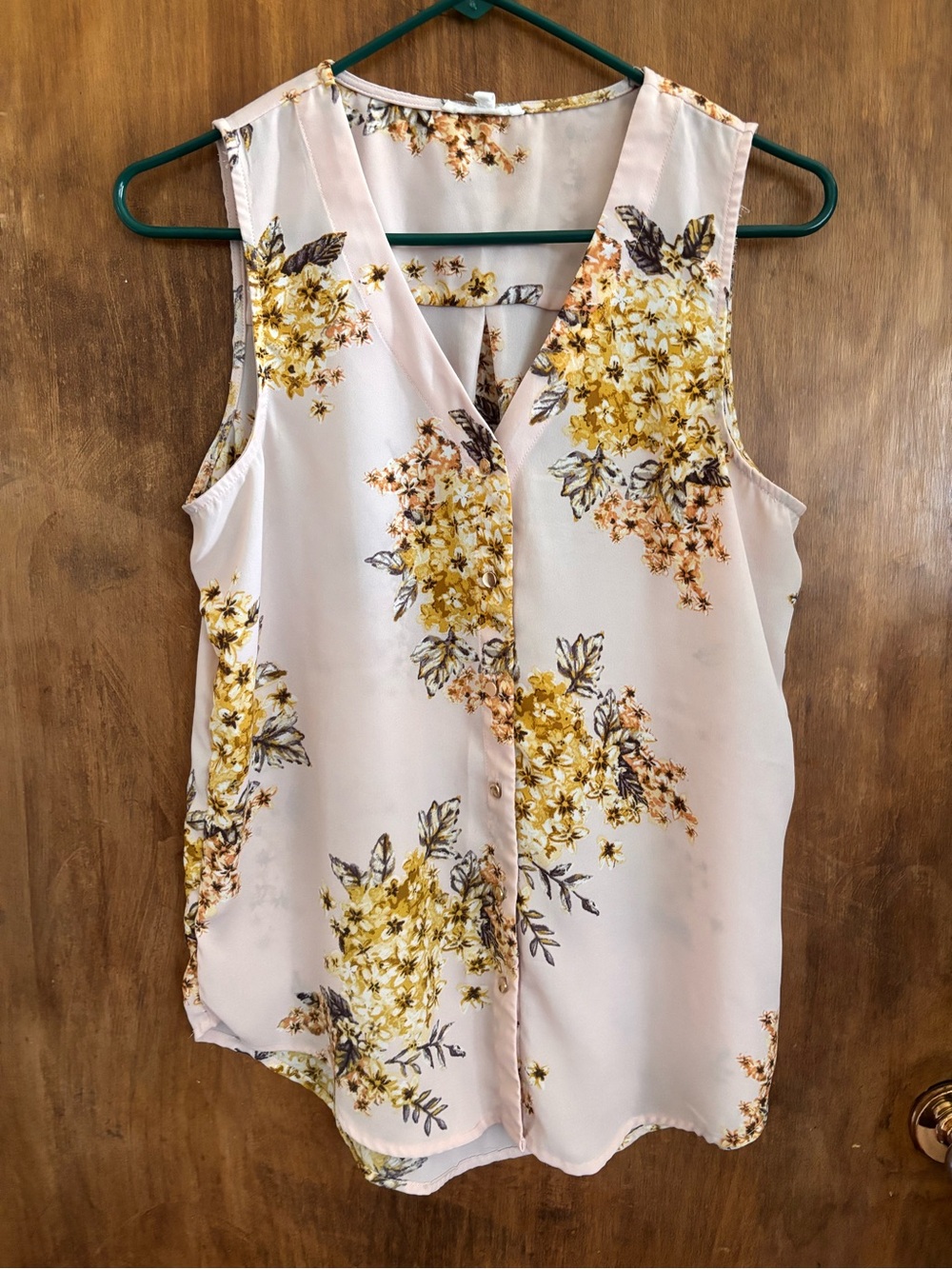 Maurices Blush Floral Button-Front Sleeveless Tank